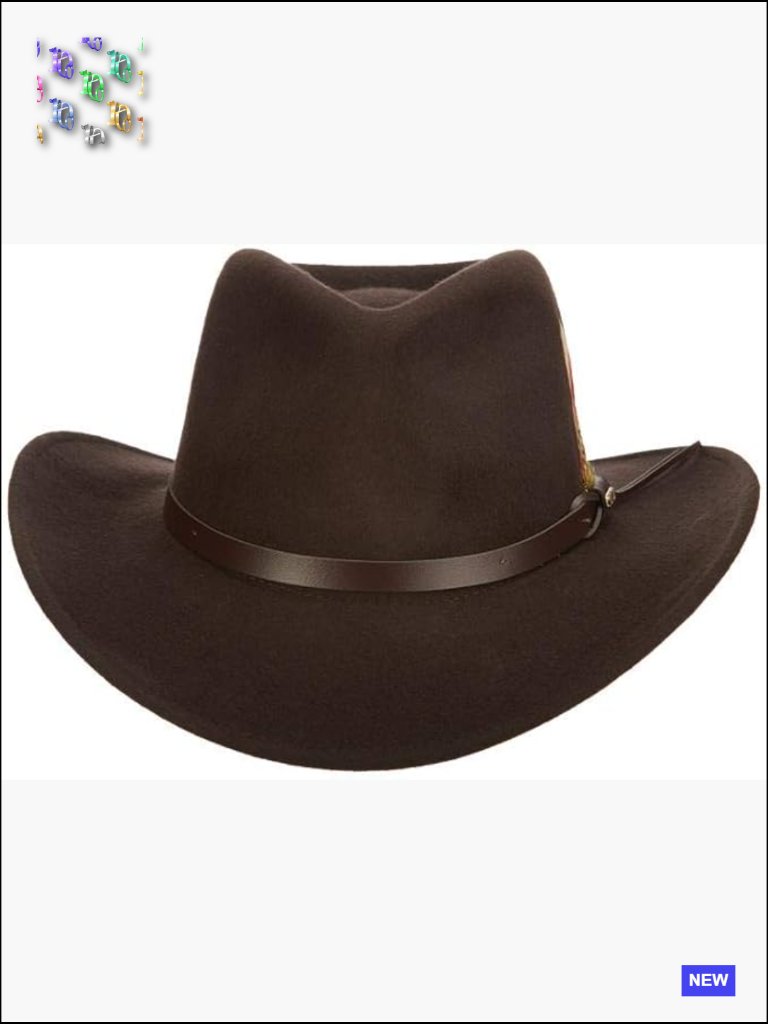 Crushable Felt Outback Hat With 3" Brim Water Repellent Travel Friendly